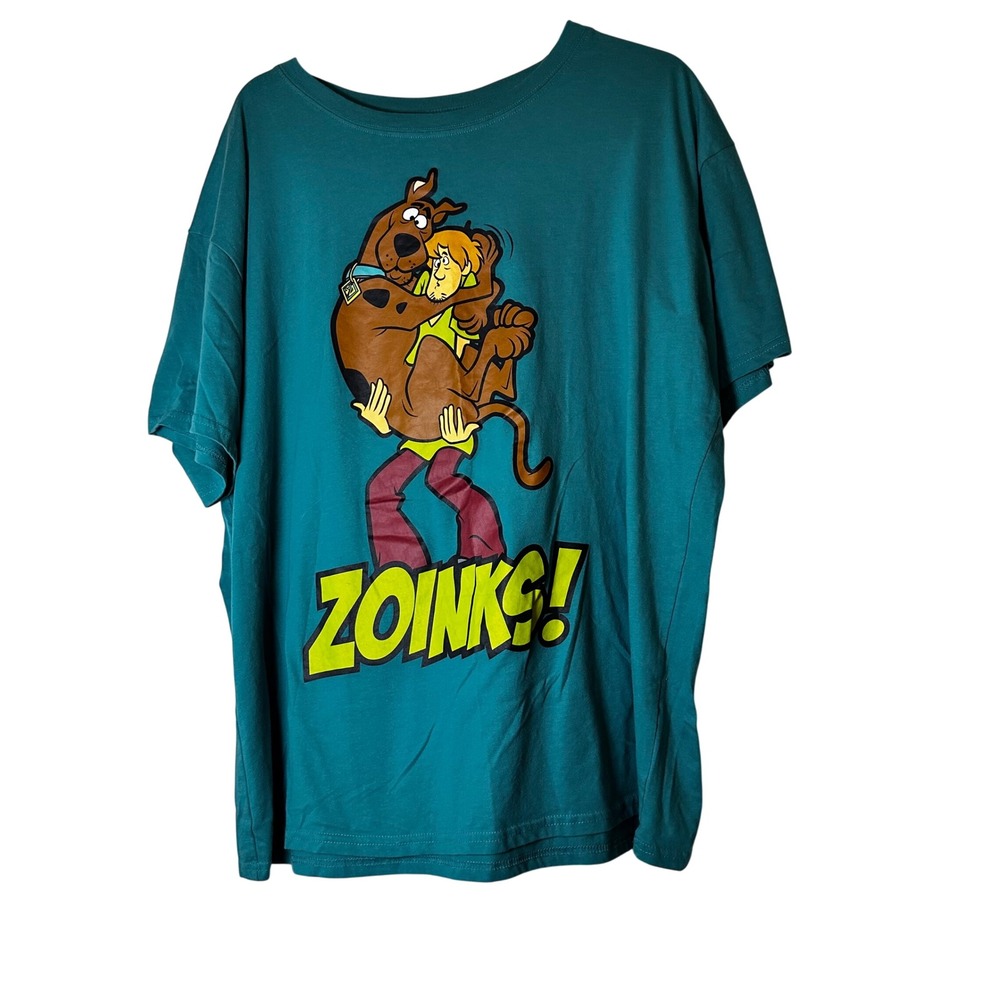 Scooby-Doo Shaggy Zoinks Graphic T-Shirt Teal Green XXL Cartoon Mens Tee